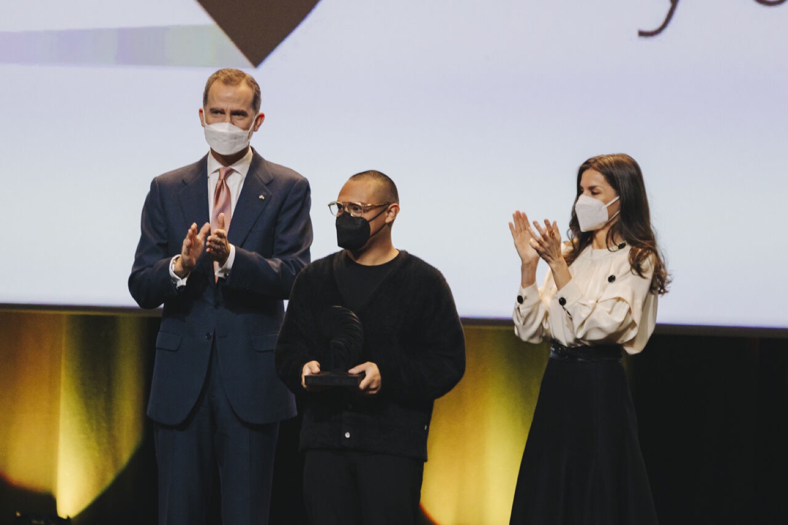 Danny receiving the award with the King and Queen of Spain